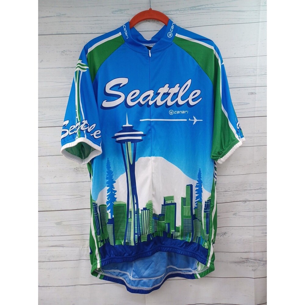 Canari Cycling Jersey Mens XXL Seattle Space Needle Emerald City NWT $70